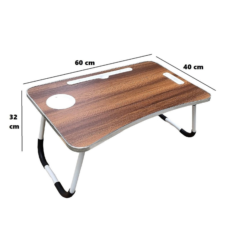 Foldable Brown Portable Laptop Lap Desk, Computer Bed Table for Working/Writing/Reading on Low Sitting Floor