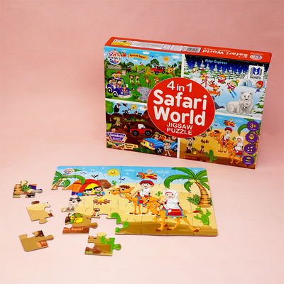 4 in 1 Safari Puzzle Game comes with a set of 4 tourist places- African Safari, Mountain Safari, Snowy Mountains and Deserts
