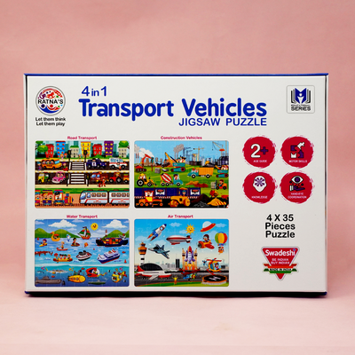 The Transport Vehicles Puzzle Game consists of 4 puzzle sets- Road Transport Vehicles, Construction Vehicles, Water Transport Vehicles and Air Transport Vehicles