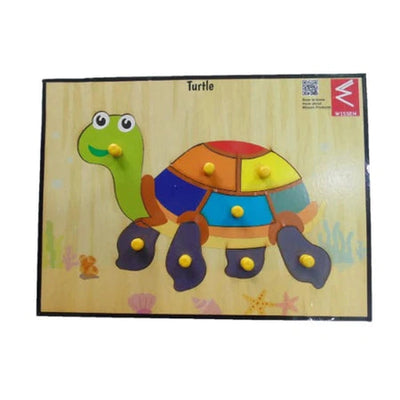 Wooden Turtle parts of body Puzzle learning Educational Knob Tray