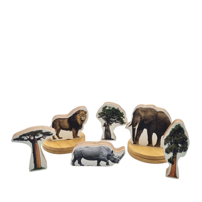 Wild Animals & Reptiles Wooden Toys for Kids- 12 Pieces