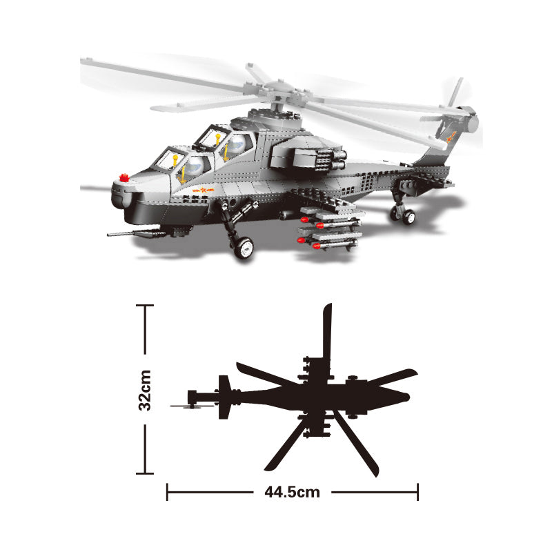 Helicopter Air Force Gunship Building Block Set (283 Blocks)