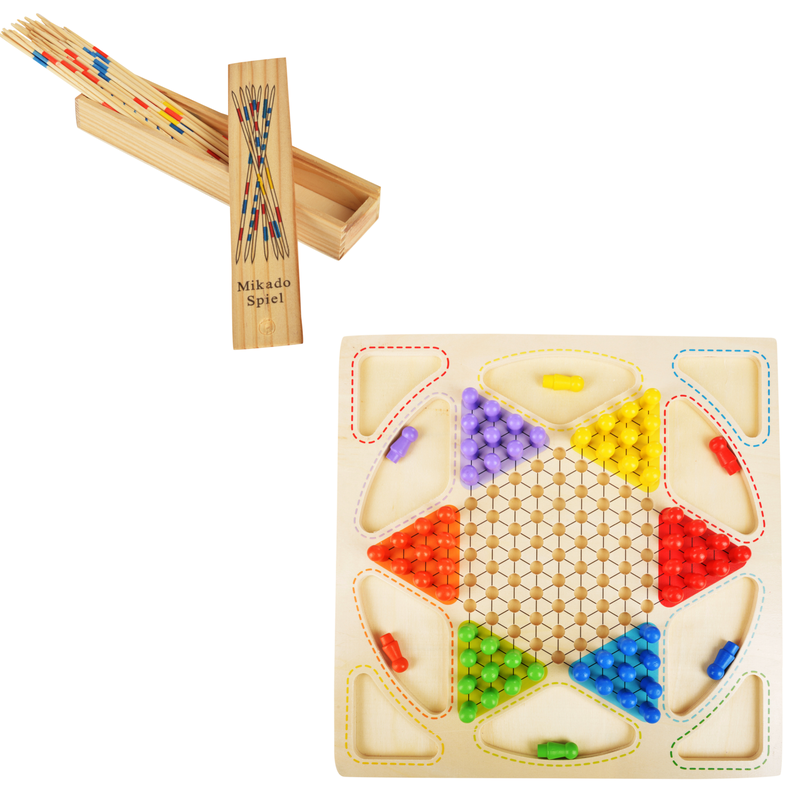 2 in 1 Chinese Checker Board & Ludo and Mikado Sticks Game (Combo)