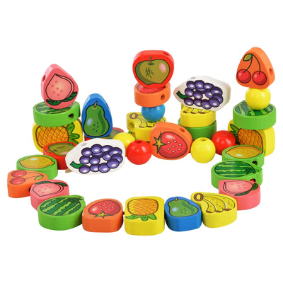 56 Piece Fruit Bead Game Lacing Toy