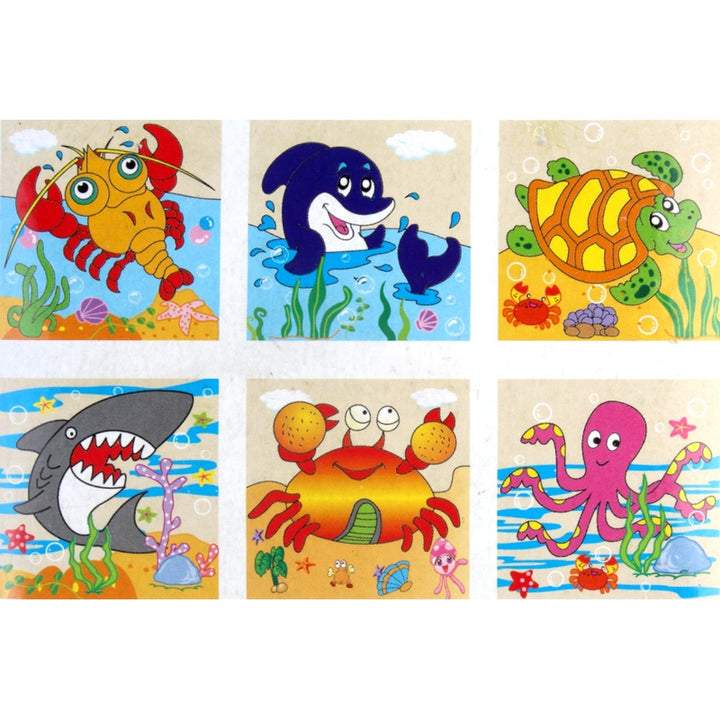 3D 6 Face Animal Block Puzzle 6 in 1 Wooden Cube Jigsaw Toys (Aqua Animals)