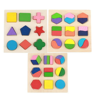 Geometry Shape Sorter Puzzle Boards Matching Jigsaw Building Blocks