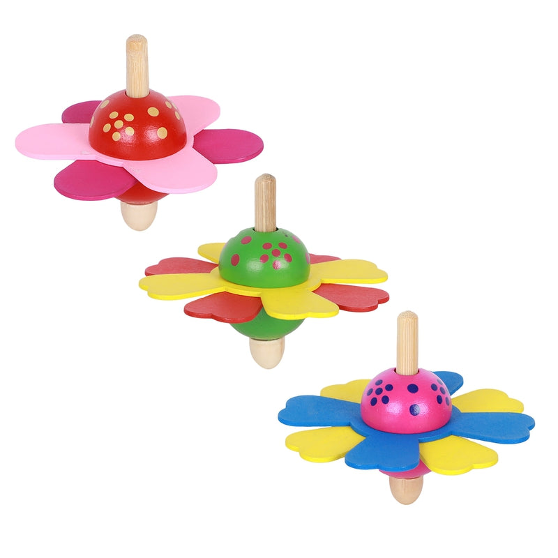 Spinning Tops (Flower Theme Pack of 3) for Kids