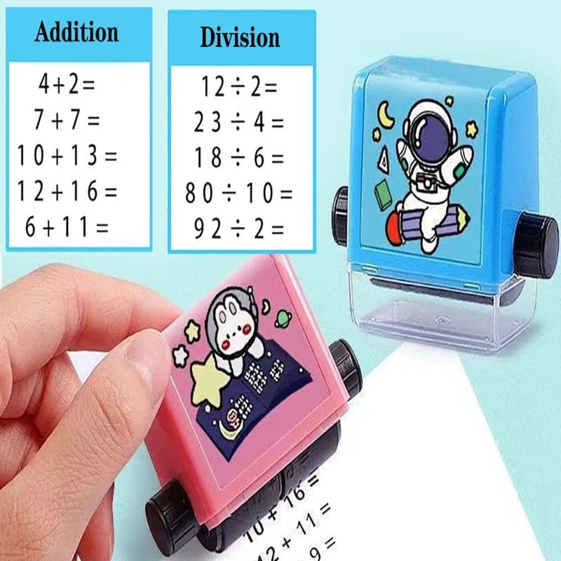 2 in 1 Practice Mathematics Questions Roller Stamps for Kids (Addition & Division) - Pack of 2