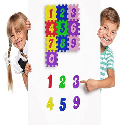 36 Pieces Mini Puzzle Foam Mat for Kids, Interlocking Learning Alphabet ABCD and Numbers 0123 Floor Play Mats