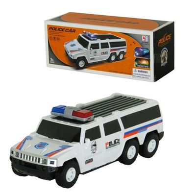 360 Degree Rotating Bump and Go Action USV Police Car Toy for Kids with Light & Siren Sound (Pack of 1) White