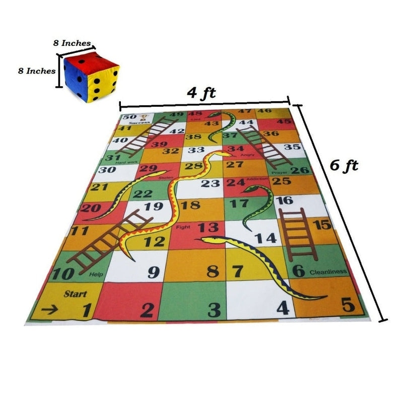 Buy Snake & ladders 50 Blocks Jumbo Floor Play Mat with Big Dice for ...