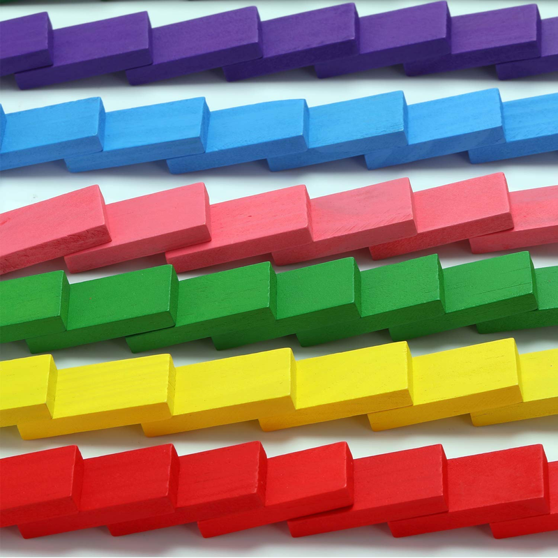 Super Domino Blocks, 12 Colors Bulk Wooden Dominoes - Building Block Tile Game (480 Pieces)