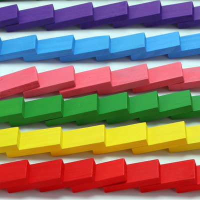 Super Domino Blocks, 12 Colors Bulk Wooden Dominoes - Building Block Tile Game (120 Pieces)