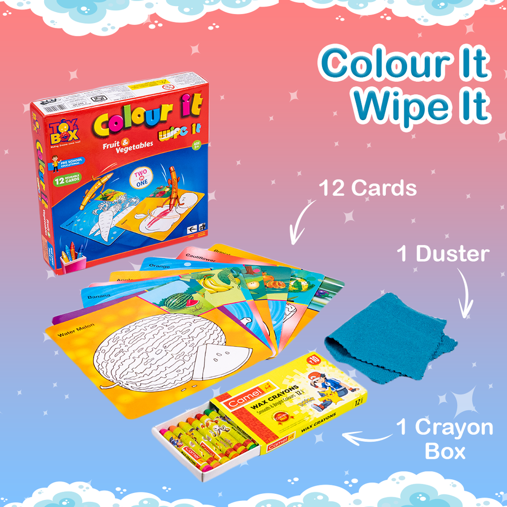 Colour It - Wipe it (Mini) - Fruit & Vegetables (3-6 Years)