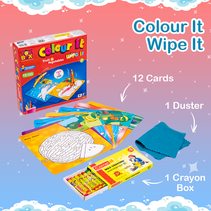 Colour It - Wipe it (Mini) - Fruit & Vegetables (3-6 Years)