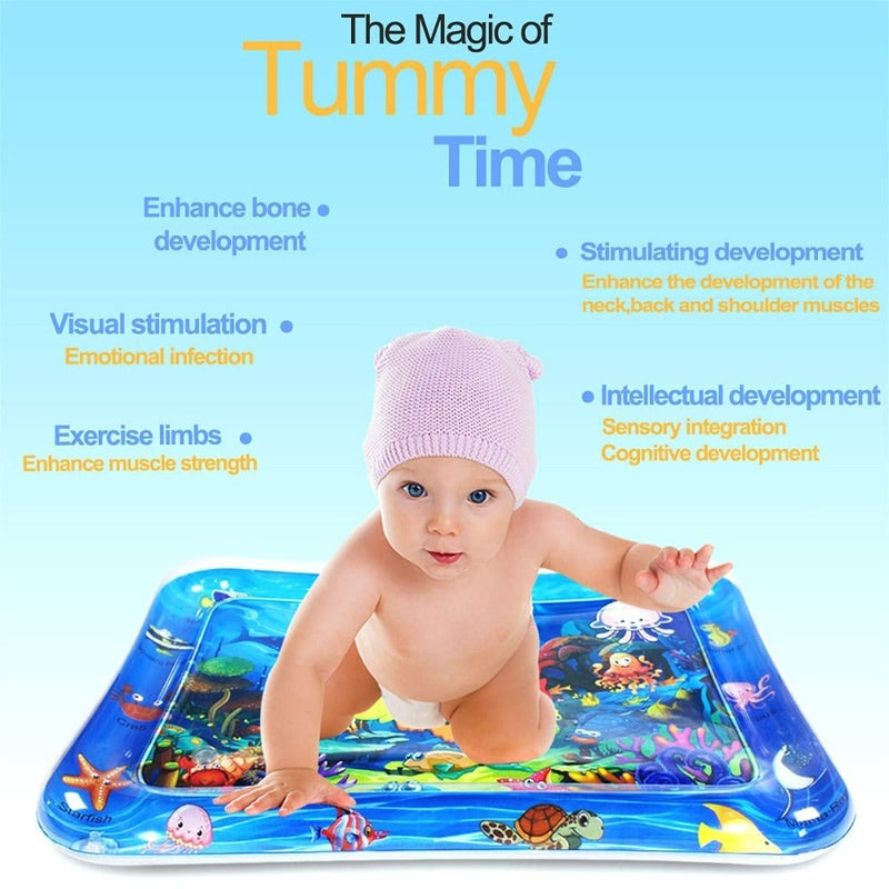 Tummy Time Baby Water Play Mat | Non-Toxic & Leak-Proof - Blue (3-12 Months)