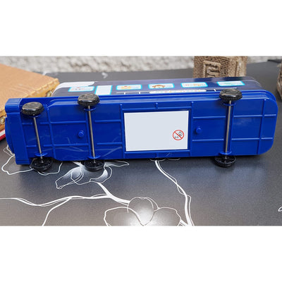 Multi-functional Metal Pencil Box Sharpener Insert Pencil Box Double Layers Stationery Item Train Engine Shape Geometry Box for Kids - Space Dark Blue