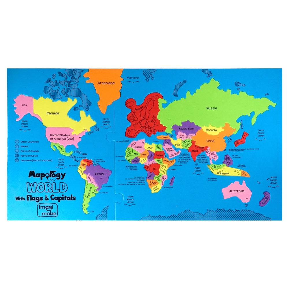 Mapology World with Flags & Capitals Puzzle Frame Set