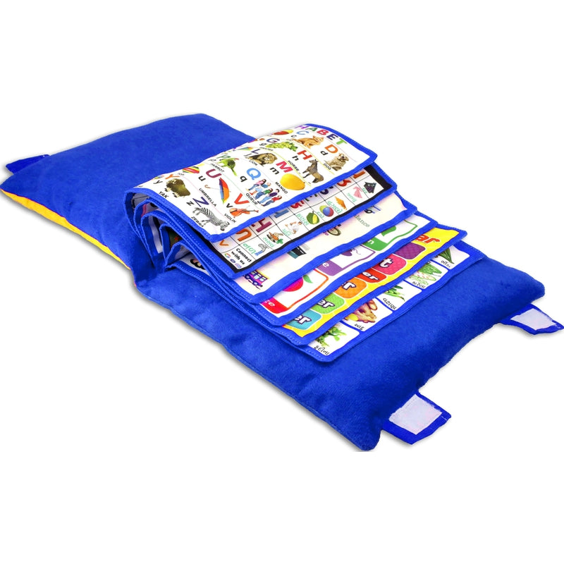 Velvet Cushion Book for Interactive Learning Experience for Kids - (Blue)