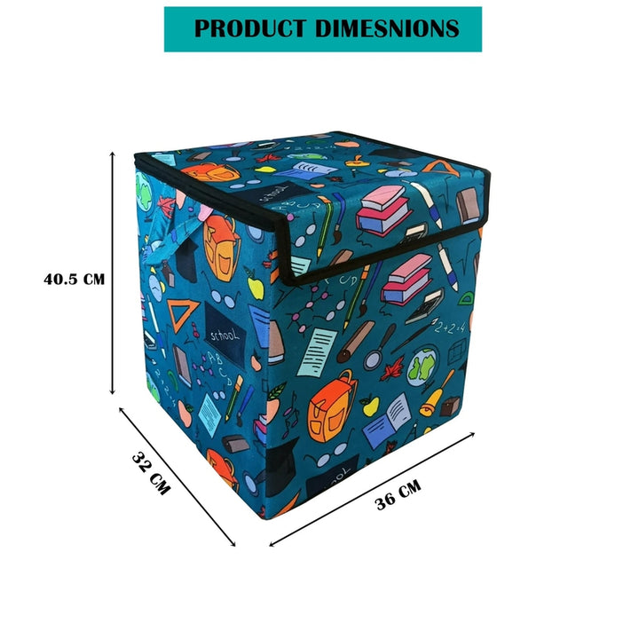 Educational Tool Doodle Printed Foldable Storage Box with Flip Top Lid Non Woven Fabric Laundry Basket Extra Stuff Toys/Clothes Organizer/Storage Basket for Books For Kids Boys & Girls