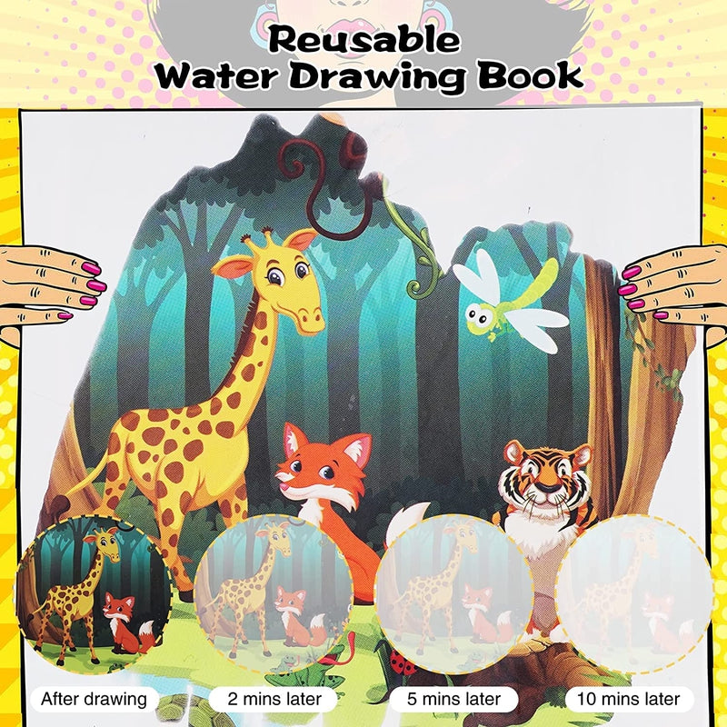 Magic Water Coloring Set of 3 Reusable Books Learning Fun Painting Book With Pen