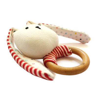 Striped Bunny Teether & Rattle Ring