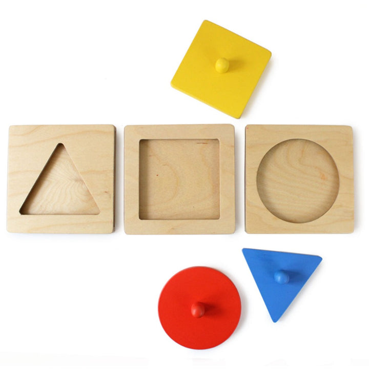 Montessori Wooden Shapes Peg Puzzle - set of 3