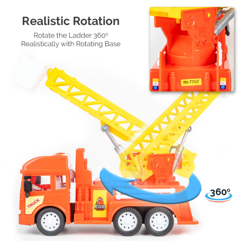 Friction Powered Realistic Fire Ladder Truck Toy