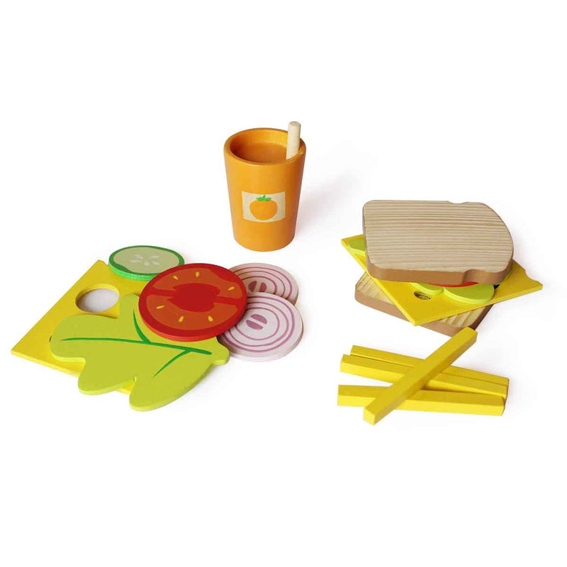 Wooden Sandwich And Burger Set