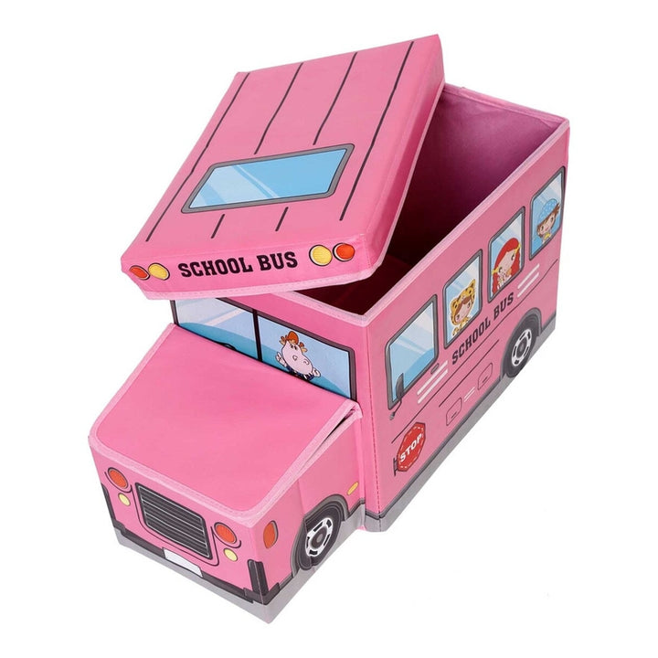 Portable Folding Laundry Organizer Cum Sitting Stool School Bus (Pink)