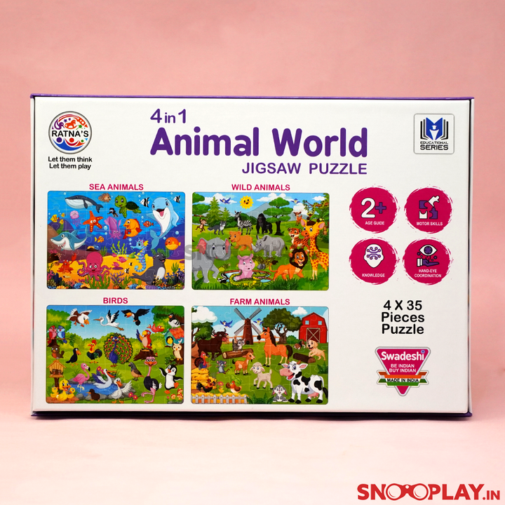 4 in 1 Animal World Jigsaw Puzzles For Kids