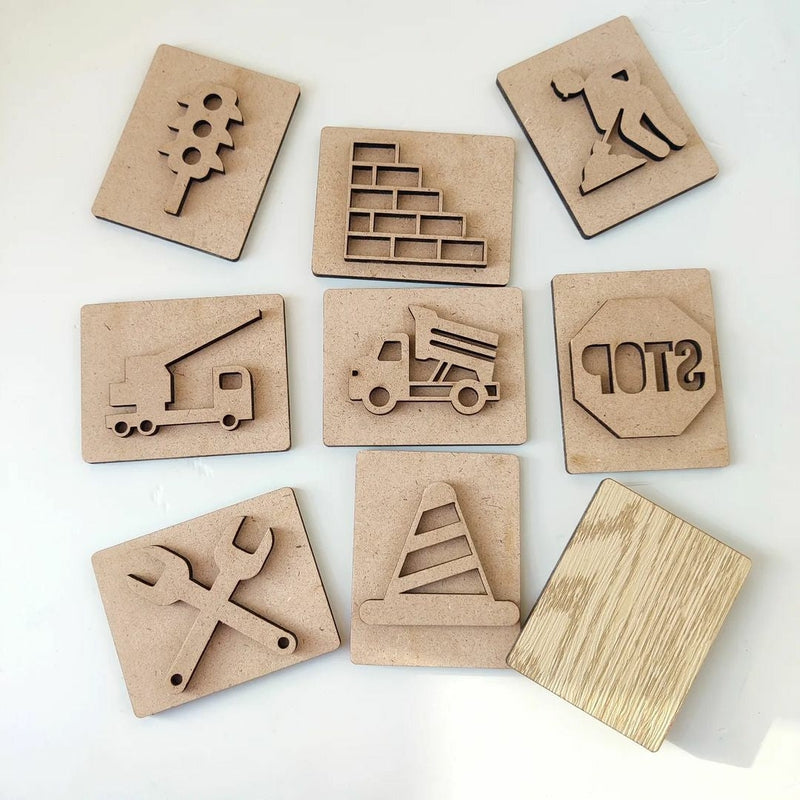 Construction Theme Stamp Set | Stamp Set of 9 | Stamping Set Toy for Kids