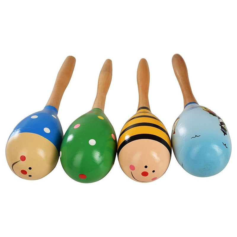 Set of 2 Colourful Egg Shaped Wooden Rattles (3-12 Months)