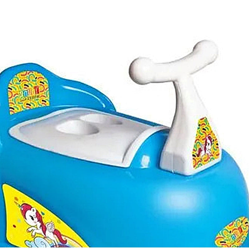 Scooter Shape Potty Training Seat with Easy Grip Handles, Wheels (Blue)