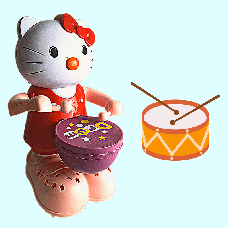 Rotating Cat Beat Drummer Toy with Flashing Lights & Music (1-4 Years)