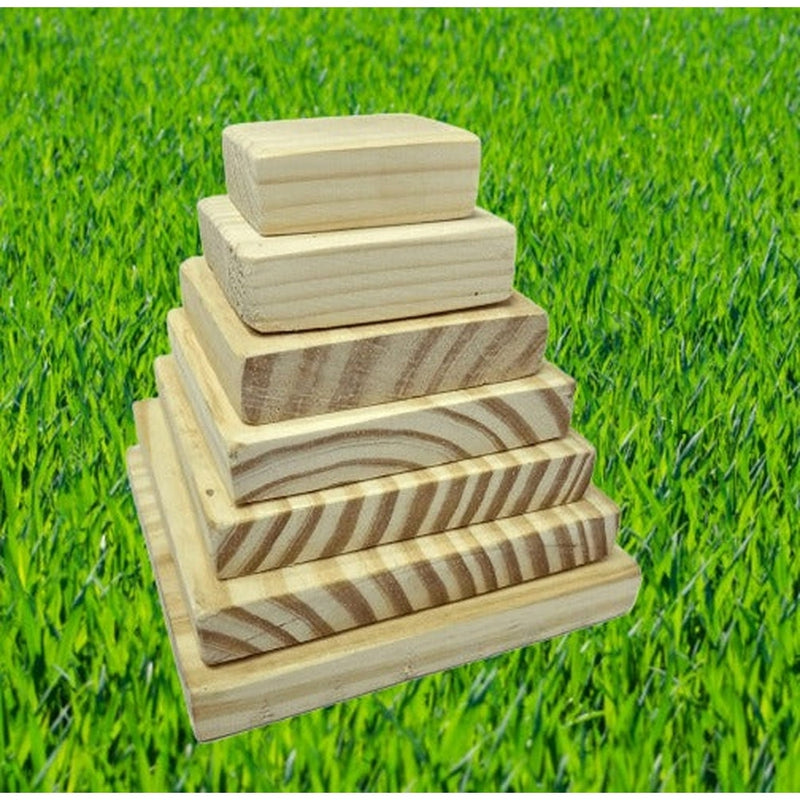 Square Shapes Seven Stone Lagori Pitthu Wooden Game Set for Kids/Adults Light-Weight Handmade Wooden Traditional Indian Stacking Toy Outdoor Indoor Sports