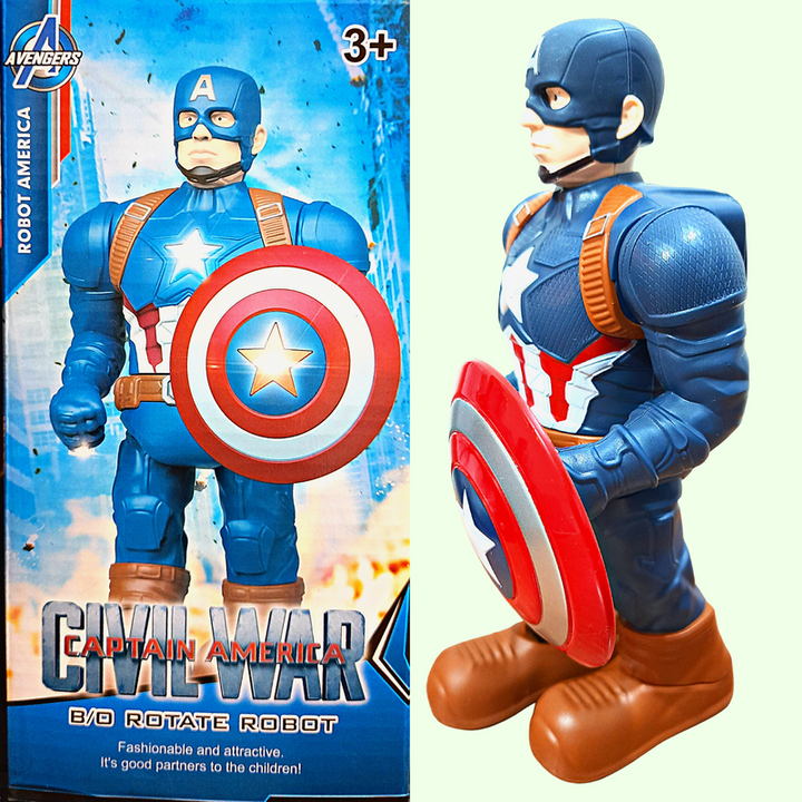 Captain America Action Figure | Avengers Toys | Rotate | Lightning | Music | Walking