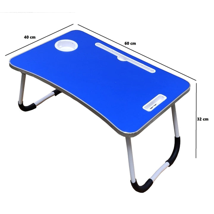 Foldable Blue Portable Laptop Lap Desk, Computer Bed Table for Working/Writing/Reading on Low Sitting Floor