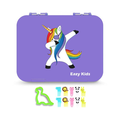 6 Compartment Bento Lunch Box - Unicorn Purple