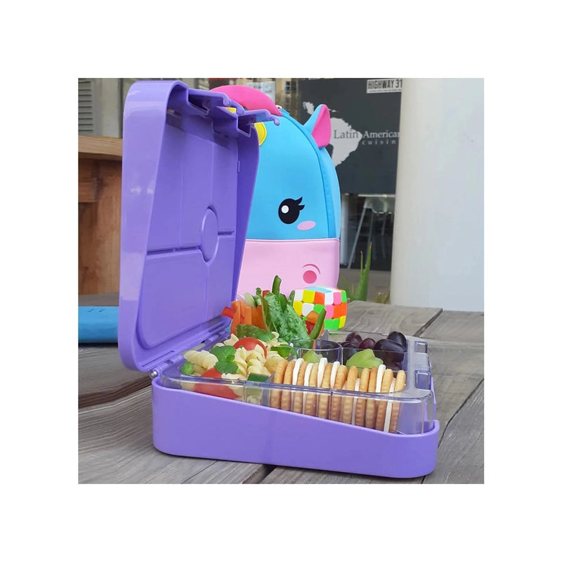 6 Compartment Bento Lunch Box - Unicorn Purple