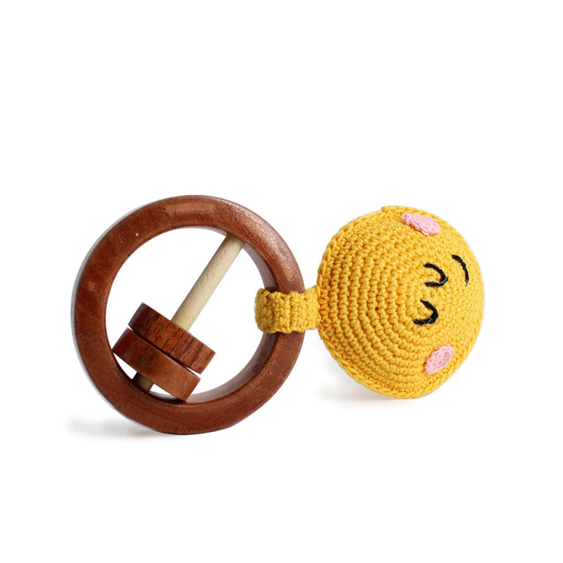 Wooden Crochet Sun Teether and Rattle