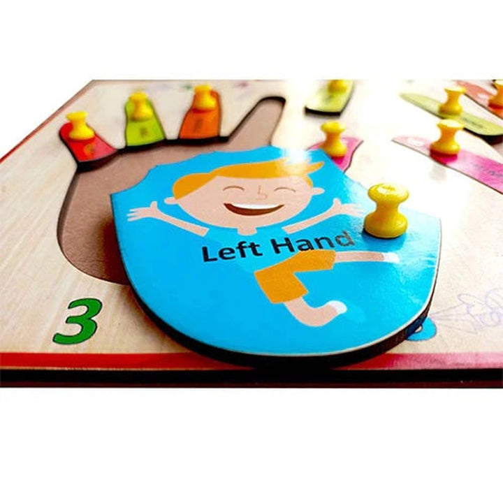 Wooden Hand Finger learning and counting Educational Knob Tray