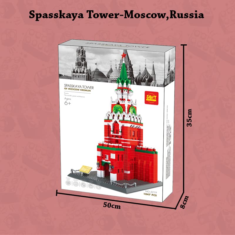 Russian Spasskaya Tower of Moscow Kremlin Russia Building Blocks Set (1047 Pcs)