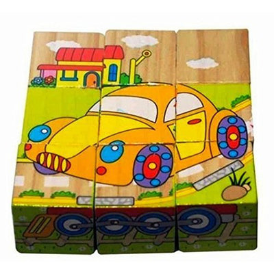 3D 6 Face Animal Block Puzzle 6 in 1 Wooden Cube Jigsaw Toys (Vehicles)