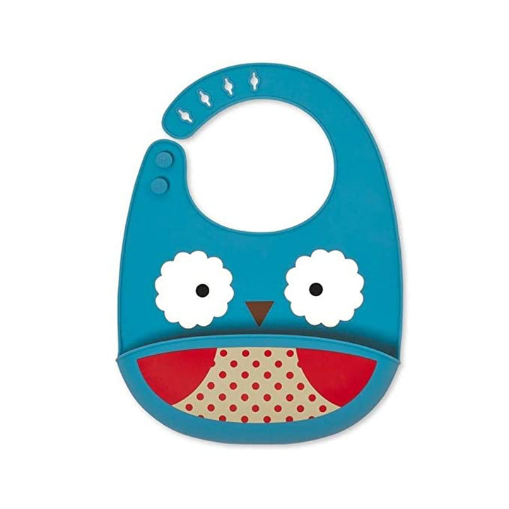 Zoo Fold & Go Silicone Bib
-Owl