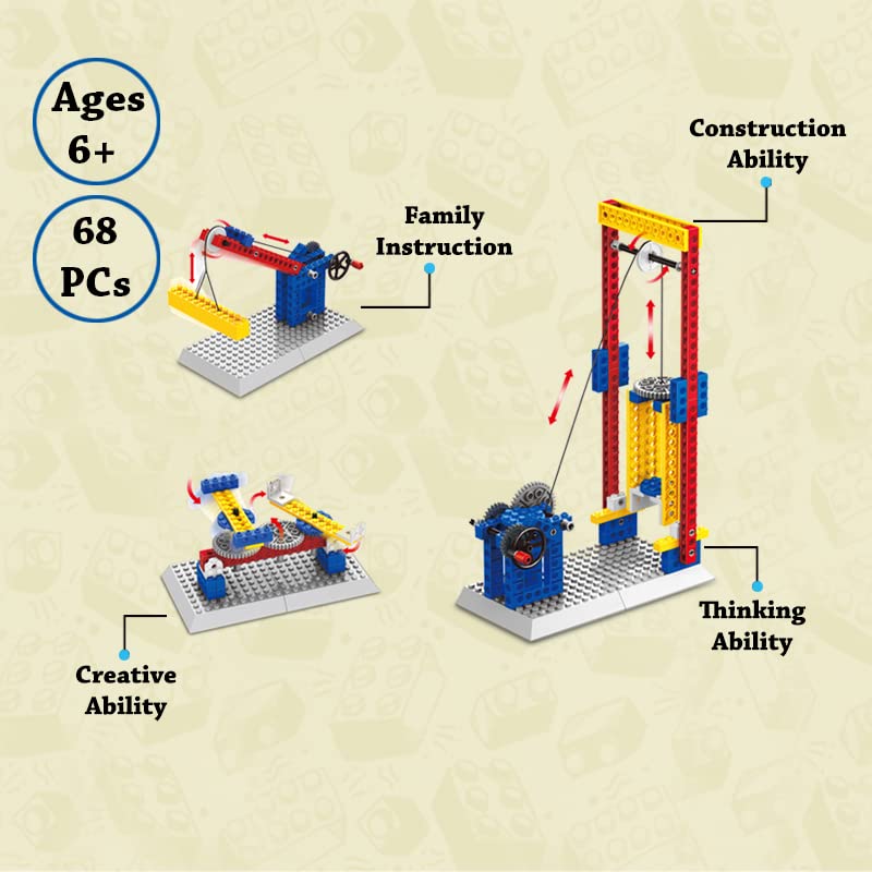 Mechanical Engineering Lift 3in1 Building Blocks Educational Learning Toy Set (68 Pcs)