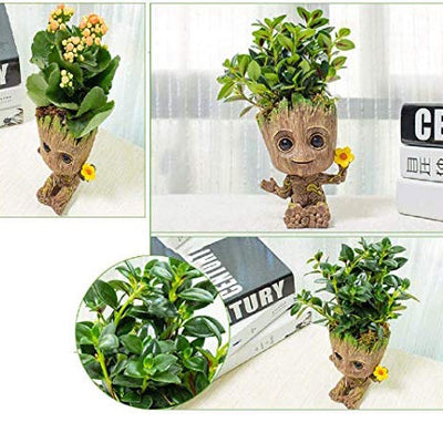The cute little groot acts as a pen stand as well as a planter