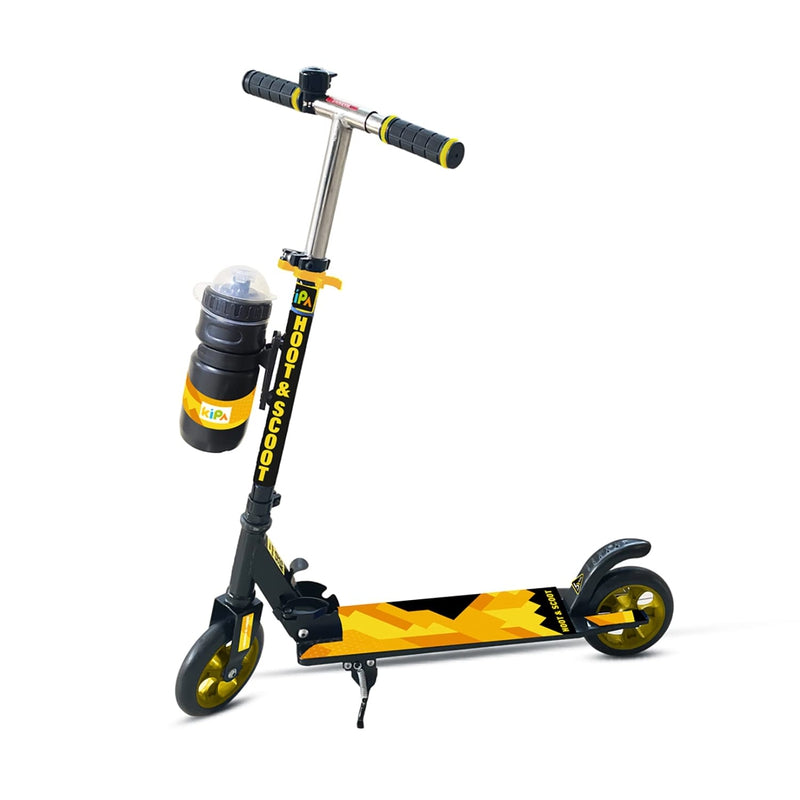 Gaming Hoot and Scoot Tri Scooter with Water Bottle for Kids & Adults 2 Wheels Steel Frame Large Foldable & Height Adjustable Handle Runner Scooter Capacity