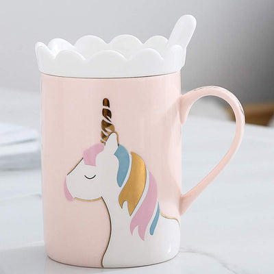 This unicorn mug comes with a cookie holder that can be used as lid. 