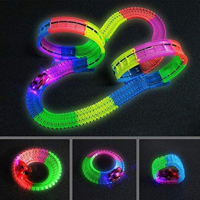 Magic Glow in The Dark Track Toy for Boy Kids 11 Feet of Track with Led Light-Up Race Car, Multicolor Racing Game